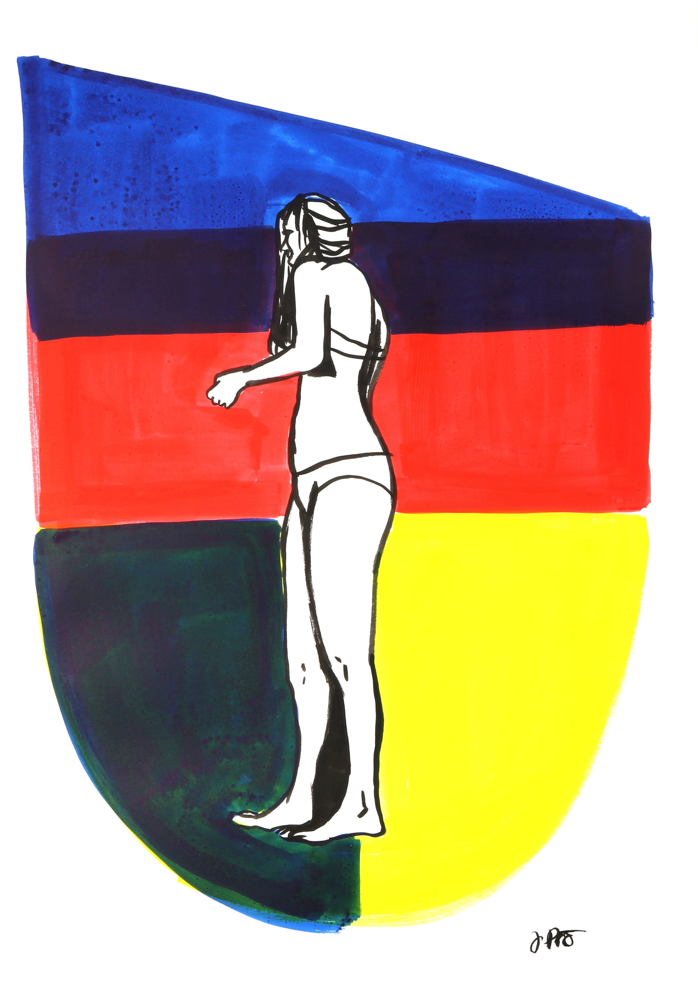 Get into water I, ink on paper, 59,4×42 cm